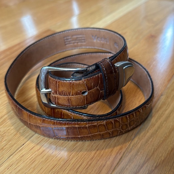 Veari Crocodile Alligator Leather Belt Light Brown - Picture 1 of 12